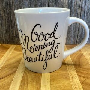 INDIGO ‘Good Morning Beautiful’ White Black Coffee Tea 14oz Mug